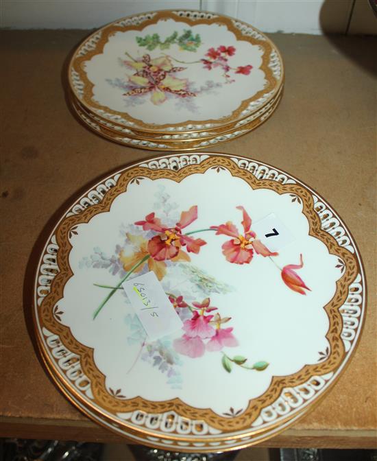 Set of six Brownfield bone china dessert plates